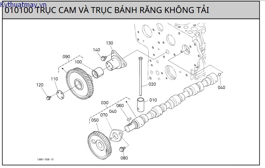 Trục cam và bánh răng không tải